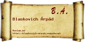 Blaskovich Árpád névjegykártya