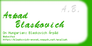 arpad blaskovich business card