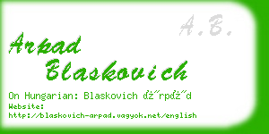 arpad blaskovich business card